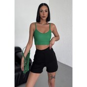 Resim Tarz Ve Rahatlığı Bir Arada Sunan Yüksek Bel Esnek Likralı Krep Şort Siyah 