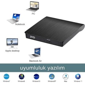 Resim Harici DVD Rw Ultra İnce Taşınabilir USB 3.0 CD DVD Yazıcı Okuyucu Yüksek Performanslı 