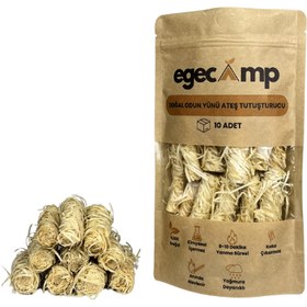 Resim EgeCamp® Doğal Odun Yünü Ateş Başlatıcı - 10'Lu Paket - 2 KUTU (10 PAKET) 
