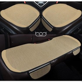 Resim Bod Oto Koltuk Koruyucu Keten Minder Cepli 3 Lü Set Bej 