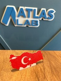 Resim Türkiye Haritası Masaüstü Dekor - Bayrak Temalı Tasarım - Anlamlı Hediyelik Obje - 3D Baskı 