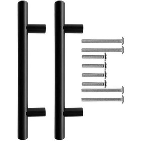 Resim Paslanmaz Metal Kulp - Mutfak Ve Banyo İçin, 2 Adet, Mat Siyah A.Ağaç 