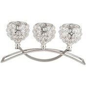 Resim Suntek Kristal Mumluk 3 Kollu Şamdan Nikah Masası Süs Gümüş 