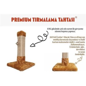 Resim AyrStore Premium Kare, Ahşap, Dayanıklı Tırmalama Tahtası, Jüt Halat, 40 cm Camel 