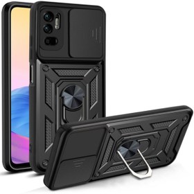 Resim Fibaks Xiaomi Poco M3/redmi 9t Uyumlu Kılıf Kamera Korumalı Sürgülü Yüzüklü Armor Military Tank 