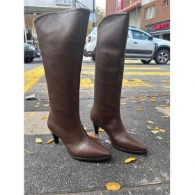 Resim Ahmet Çağlar Pine Cone K211 Kadın Topuklu Fermuarsız Günlük Şık Çizme Kahve 