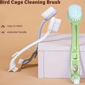 Resim Papağan Kafesleri ve Köpek Kulübeleri İçin Tasarlanmış, İki Fırça Başlığı ve Uzun Saplı Bir Alet Olan Kuş Kafesi Temizleyici. 