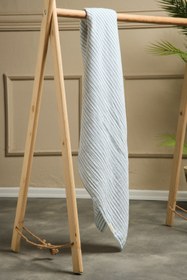 Resim Caline Baby 2 Kat Çizgili Müslin Kundak Bezi 30-10 / 120x120 Cm Mavi 