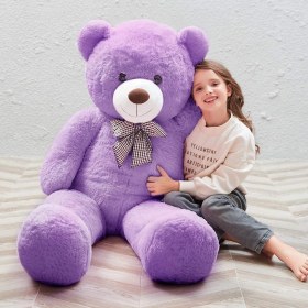 Resim 150 cm Papyonlu Peluş Ayıcık - %100 Yerli İmalat, Sevgiliye Pelüş Ayı - LİLA 