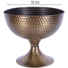 Resim Yapay Çiçek Sitesi Metal Dekoratif Darbeli Vazo 22 Cm Bronz 