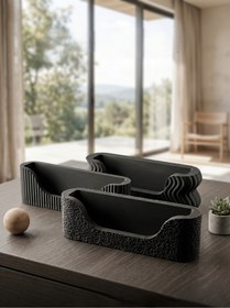 Resim mekatris3d Mekatris 3'lü Set Minimalist Masaüstü Kartvizitlik - Modern Geometrik Ofis Düzenleyici Kartlık 