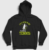 Resim Presmono Unisex Siyah I Rather Play Spor Tennis Tenis Kapüşonlu Sweatshirt 334837tt 