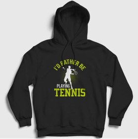 Resim Presmono Unisex Siyah I Rather Play Spor Tennis Tenis Kapüşonlu Sweatshirt 334837tt 
