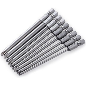 Resim Kosona 9 Adet S2 Malzeme Kelepçe Uçlu Ph1-ph2 Elektrikli Tornavida Uçları - 100mm Uzunluk 