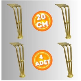 Resim 20 Cm Metal Boncuklu Koltuk Ayağı Mobilya Ayağı Ünite Ayağı Konsol Ayağı Puf Berjer Ayağı 4adet Gold 