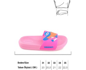Resim Gezer Kız Çocuk Yazlık PU Islak Zemine Uygun Ev Banyo Bahçe Havuz Terlik 