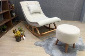 Resim MİSKİN PUFLU SALLANAN SANDALYE, NATUREL KREM 