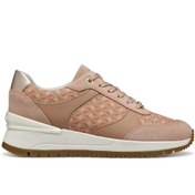 Resim Geox Woman Beige Laced Thick Sole Patterned Leather Sneakers Derimod