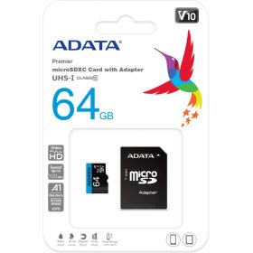 Resim Adata 64GB Premier microSDXC Card with Adapter UHS-I Class10 V10 Hafıza Kartı 