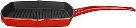 Resim Lava Döküm Izgara Tava, Metal Saplı, 26x26 cm, Kırmızı 