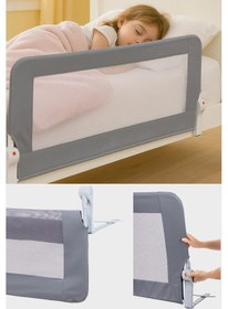 Resim Wellgro Premium 120x65 CM Deri Kılıflı Yatak Bariyeri Katlanır Yatak Korkuluğu Gri 