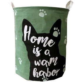 Resim Ximistore9 "katlanabilir Köpek Desenli Çamaşır Sepeti - Yeşil Renkli Pratik Depolama Çözümü" 