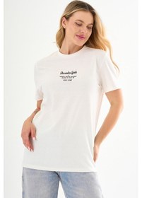 Resim Alexandergardı Önü Baskılı Bisiklet Yaka T-shirt Beyaz 