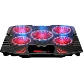Resim Rampage Mistral S45 Kırmızı LED 5fan Yükseklik Ayarlı LCD Notebook Soğutucu Laptop Soğutucu 12/17 