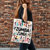 Resim 1 adet Zumba Fitness Dans Market Çantası - Yeniden Kullanılabilir Polyester Tote Renkli Dans Pozları ve "ZUMBA ZUMBA" Baskısı ile, Alışveriş, Seyahat ve Rahat Çıkışlar için Mükemmel, Paskalya, Ramazan, Babalar Günü, Anneler Günü, Mezuniyet Hediyeleri, Rahat Çıkış Çantası | Canlı Baskılı Çanta | Dayanıklı Kulp Çanta, Dans Çantası 