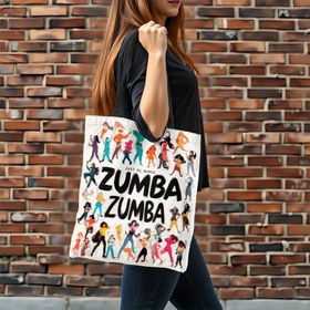Resim 1 adet Zumba Fitness Dans Market Çantası - Yeniden Kullanılabilir Polyester Tote Renkli Dans Pozları ve "ZUMBA ZUMBA" Baskısı ile, Alışveriş, Seyahat ve Rahat Çıkışlar için Mükemmel, Paskalya, Ramazan, Babalar Günü, Anneler Günü, Mezuniyet Hediyeleri, Rahat Çıkış Çantası | Canlı Baskılı Çanta | Dayanıklı Kulp Çanta, Dans Çantası 
