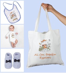 Resim Ejoya Bebeklere Özel Çantasında Kişiye Özel Zıbın Önük Ve Patik Bebek Hediye Seti 109773 