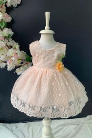 Resim Mnk Baby&Kids Saç Bantlı Papatyalı Dantelli Bebek Elbise Pnpn146 Somon 