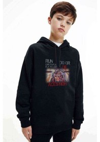 Resim Tshirthane Iron Maiden Baskılı Unisex Çocuk Kapüşonlu Siyah Sweatshirt (528712237) 