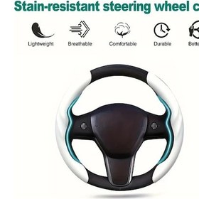 Resim Hightower Tesla Model 3/y İçin Yükseltilmiş Beyaz Ultra İnce Ter Emen Direksiyon Kılıfı Uyumlu Geliştirilmiş Beyaz Versiyon - 