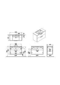 Resim VitrA Root Flat 100 Cm Beyaz Çekmeceli Banyo Dolabı Alt Modül Lav Çok Renkli 