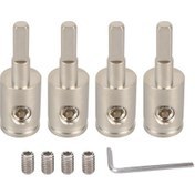 Resim A5682 4 Adet Araba Küçük Boy Nikel Kaplama Pirinç 4ga - 8ga Vidalı Ses Terminal Bloğu 