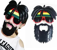 Resim Nessiworld Rasta Peruklu Rasta Sakallı Bob Marley Bıyıklı Parti Gözlüğü 27x18 cm 