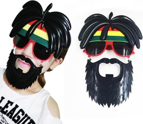 Resim Nessiworld Rasta Peruklu Rasta Sakallı Bob Marley Bıyıklı Parti Gözlüğü 27x18 cm 