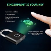 Resim Kompakt Akıllı Parmak İzi Kilit - Su Geçirmez, Anahtarsız Güvenlik, USB Şarj Edilebilir, Hafif Alüminyum - Bagaj, Bavul & Sırt Çantaları için İdeal 