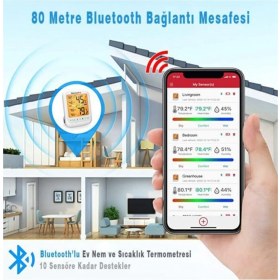 Resim ThermoPro TP55 Bluetooth Limit Aşım Uyarılı Iç Mekan Dijital Sıcaklık ve Nem Ölçer Termometre 