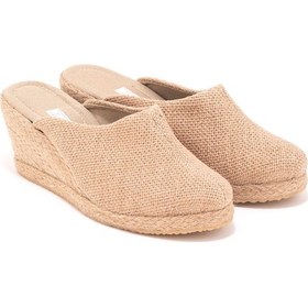 Resim Star Tombis Naturel Hasır Sabo Terlik Gerçek Elişi Burnu Kapalı El Işi Kadın Keten Günlük Terlik Handmade Çok Renkli 