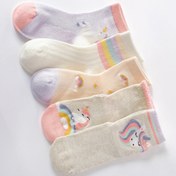 Resim 5 Çift Kız Unikorn Yay Çorapları - Pastel Renklerle Nefes Alabilen File Orta Baldır Çorapları, Sevimli Unikorn ve Yay Tasarımları, Yumuşak ve Rahat Bahar/Yaz İçin, Sadece Elde Yıkama, Unikorn Çorapları, Yaz Çorapları, Eğlenceli Çorap Tasarımı, Rahat Çorap Malzemesi 