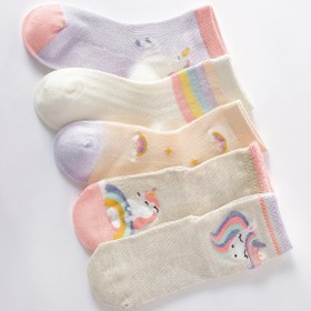 Resim 5 Çift Kız Unikorn Yay Çorapları - Pastel Renklerle Nefes Alabilen File Orta Baldır Çorapları, Sevimli Unikorn ve Yay Tasarımları, Yumuşak ve Rahat Bahar/Yaz İçin, Sadece Elde Yıkama, Unikorn Çorapları, Yaz Çorapları, Eğlenceli Çorap Tasarımı, Rahat Çorap Malzemesi 