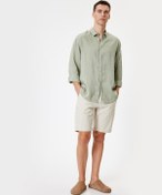 Resim Koton Bermuda Şort Chino Cepli Paça Detaylı Keten Karışımlı Bej 4sam40070hw Ekru 