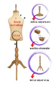 Resim Manken İstanbul Çocuk Krem Kumaşlı Doğal Ahşap Ayaklı 6 Yaş Terzi Mankeni Prova Mankeni Vitrin Mankeni 
