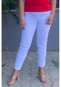 Resim Mia Butik Kadın Beyaz Boru Paça Pantolon Beyaz 
