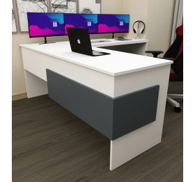 Resim Morepp Sell 180 cm L Çalışma Masası Ofis Masası Oyuncu Masası|Beyaz-Antrasit 