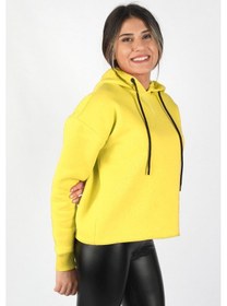 Resim Kadın Kapüşonlu Sweatshirt Sarı Çok Renkli 