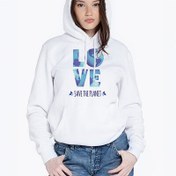 Resim Save The Planet Tasarımlı Kapşonlu Kadın Sweatshirt 