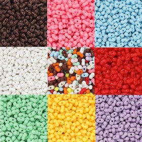 Resim 100 Adet 3.5x6.5mm Akrik Katı Renkli Fıstık Şekilli Boncuk - El Yapımı Bileklik ve DIY Mücevherat İçin Mükemmel 
